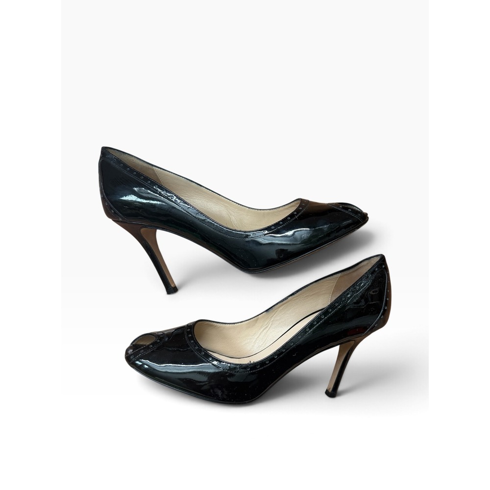 Kate SPADE leather peep toe oxford heel patent leather 8.5 black